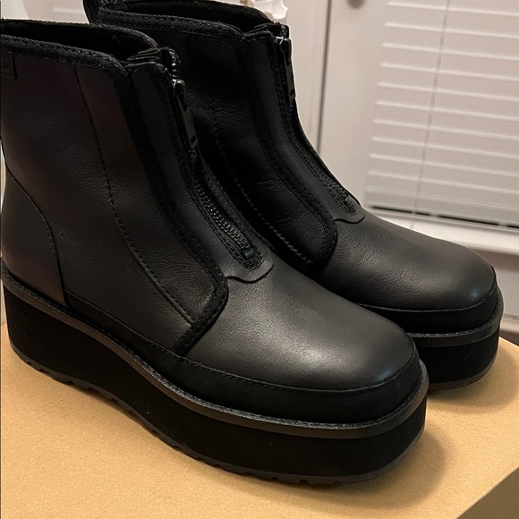 UGG Shoes - UGG Cityfunc Zip water-resistant platform booties in black leather.